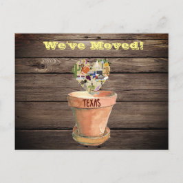 Wir sind nach Texas Postcard umgezogen Ankündigungspostkarte