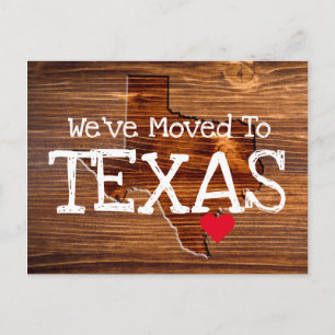 Wir sind nach Texas Wood Cut Red Heart übergegange Postkarte