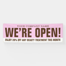 Wir sind offen Beauty-Geschäft rosa braun weißen P Banner