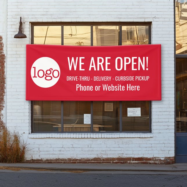 Wir sind offen für Abhol- und Lieferaufträge Banner (We are open)