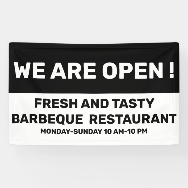 Wir sind offen in Schwarz und Weiß Banner (Horizontal)