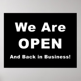 Wir sind offen und zurück im Geschäft Poster