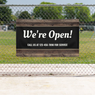 Wir sind Open Business Wood Rustic Banner