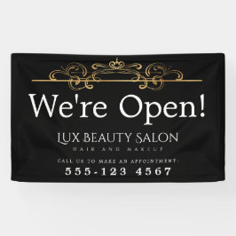 Wir sind Open Gold Foil Vintage Wirbel Black Class Banner