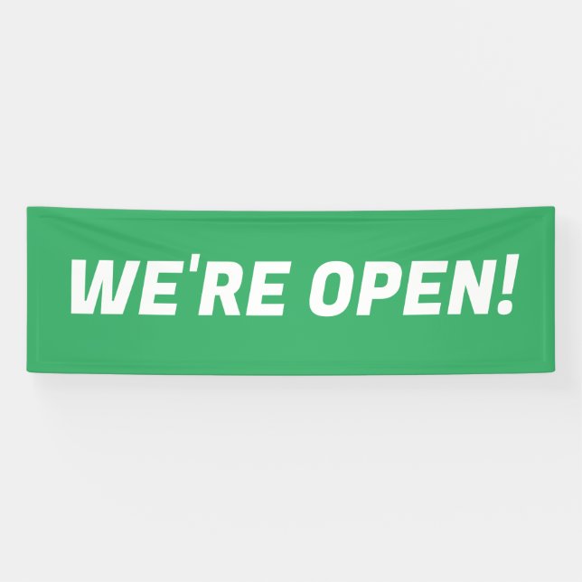 Wir sind Open l Green & White Werbebanner Banner (Horizontal)