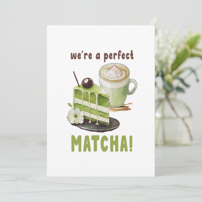 Wir sind perfekt MATCHA Einladung (Stehend Vorderseite)
