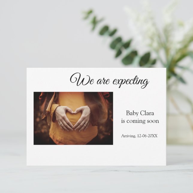 wir sind schwanger, geben Sie den Babynamen Datum  Ankündigung (Stehend Vorderseite)