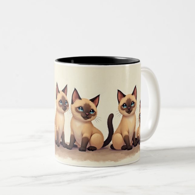Wir sind Siamkatzen Zweifarbige Tasse (VorderseiteRechts)