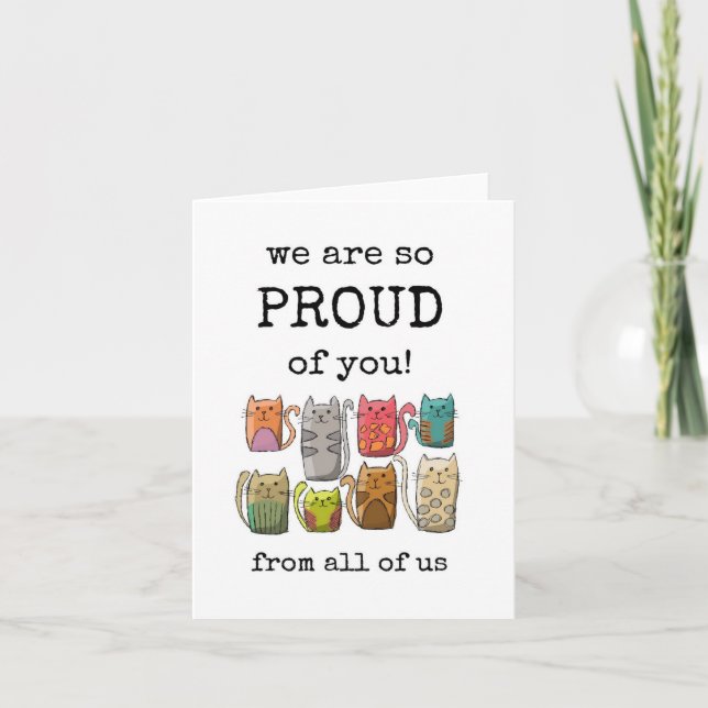Wir sind so stolz auf dich, Funny, von uns allen Karte (Vorderseite)