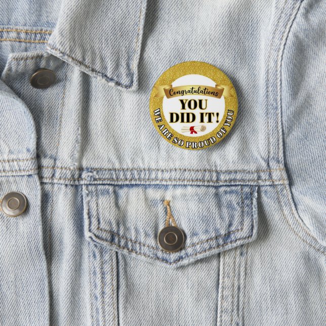 Wir sind so stolz auf dich Gold Glitter-Rund-Siege Button (Beispiel)