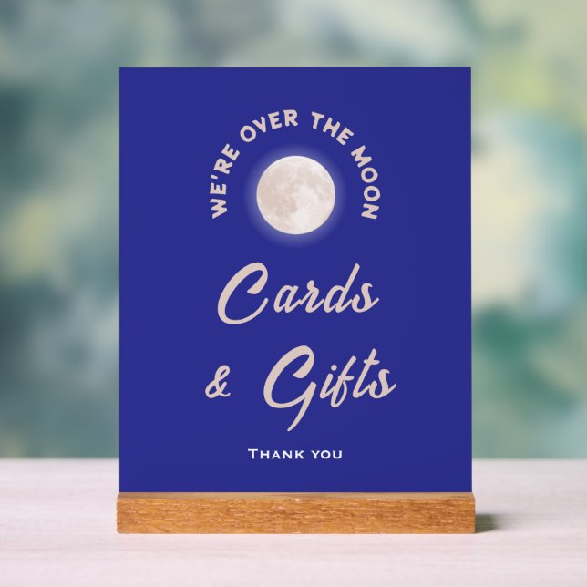 Wir sind über dem Mond Baby-Duschkarten & Geschenk Acrylschild (Neutral)