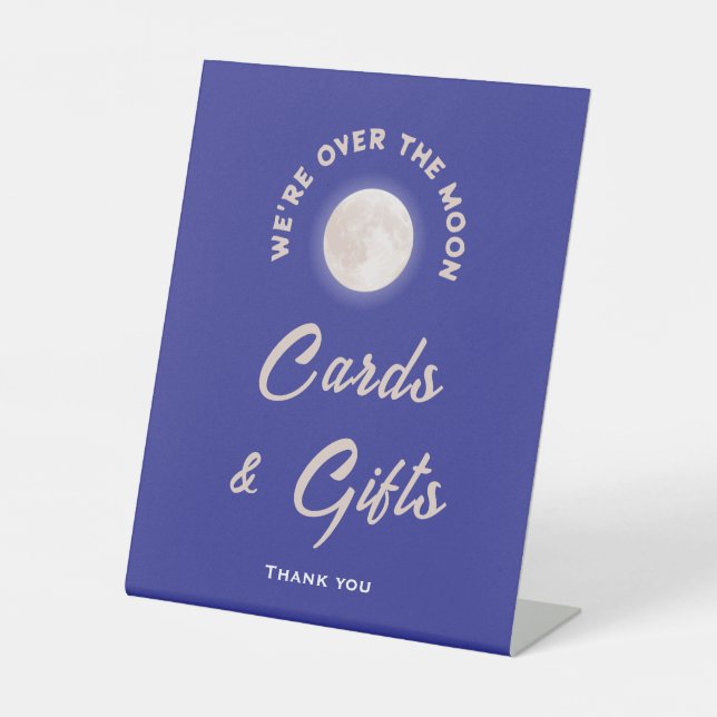 Wir sind über dem Mond Baby-Duschkarten & Geschenk Sockelschild (Vorderseite)