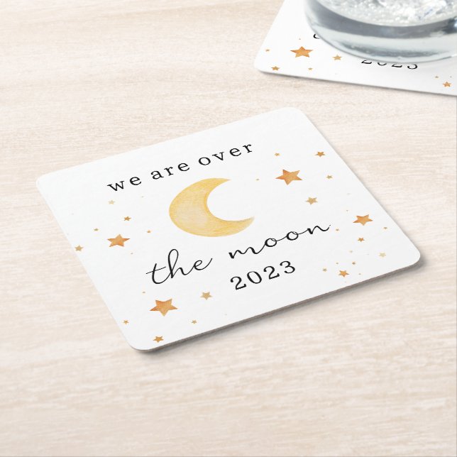 "Wir sind über dem Mond" Papierserviette Rechteckiger Pappuntersetzer (angewinkelt)