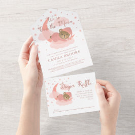 Wir sind über dem Mond und haben eine Babydusche f All In One Einladung