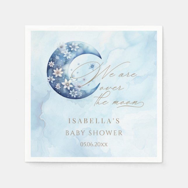 Wir sind über dem Mond und haben eine Babydusche Serviette (Vorderseite)