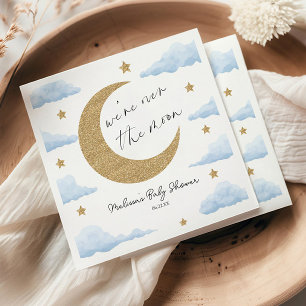 Wir sind über den Mond Blau Himmels-Baby-Party Serviette
