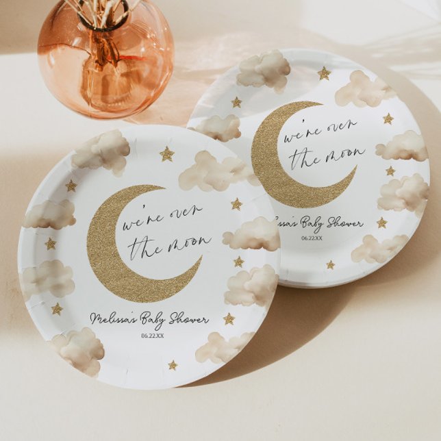 Wir sind über den Mond Boho Himmels-Baby-Party Pappteller (Von Creator hochgeladen)