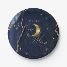 Wir sind über den Mond Gold Sterne Blau Baby Showe