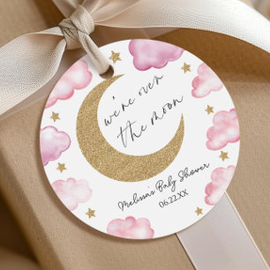 Wir sind über den Mond Rosa Himmels-Baby-Party Geschenkanhänger