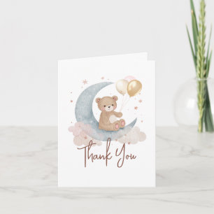 Wir sind über den Mond Teddybär Baby Shower Dankeskarte