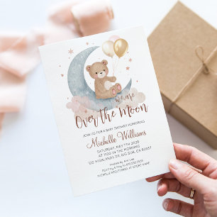 Wir sind über den Mond Teddybär Baby Shower Einladung