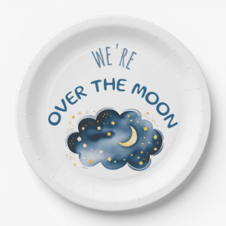 Wir sind über der Mond-Babydusche Pappteller