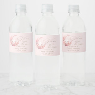 Wir sind über der Mond-Girl-Babydusche Wasserflaschenetikett