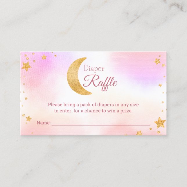 Wir sind über der Mond Girl Diaper Raffle Baby Dus Begleitkarte (Vorderseite)