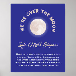 Wir sind über der Monddusche spätabendliche Windel Poster