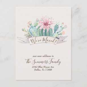 Wir sind umgezogen Ankündigung Kaktus Wüstenkaktee Postkarte
