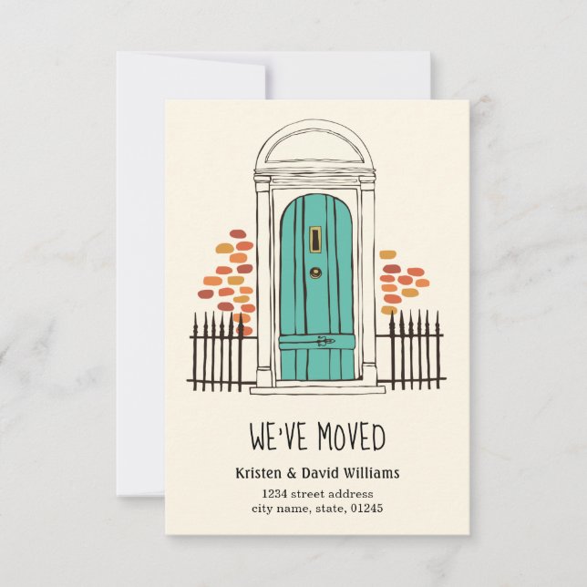 Wir sind umgezogen - Ankündigung über die Blaue Tü (Vorderseite)