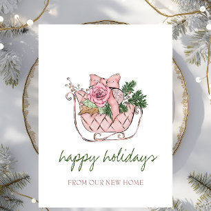 Wir sind umgezogen, Chic Pink Sleigh Ankündigungspostkarte