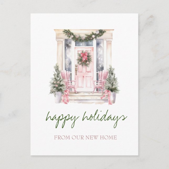 Wir sind umgezogen, die Tür vor dem Urlaub Ankündigungspostkarte (Vorderseite)