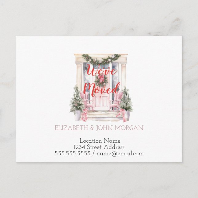 Wir sind umgezogen, Ferientür, neue Adresse Ankündigungspostkarte (Vorderseite)