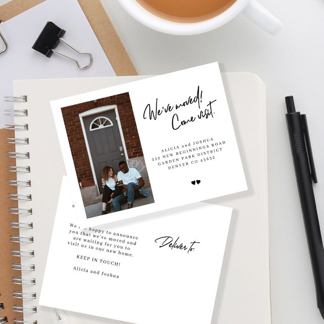 Wir sind umgezogen, Foto zu besuchen moderne Beweg Ankündigungspostkarte (Von Creator hochgeladen)