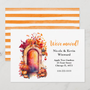 Wir sind umgezogen Herbst Herbst-Pumpkins-Tür Ankündigung