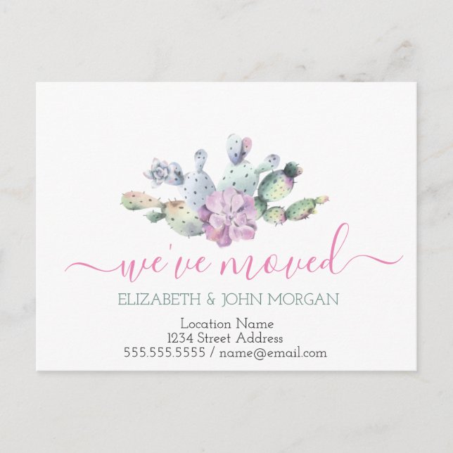 Wir sind umgezogen, Kakteen sukkulent Ankündigungspostkarte (Vorderseite)
