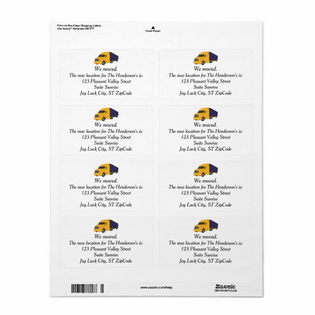 Wir sind umgezogen, LKW-Thema neue Adressetiketten (Vorne)