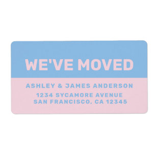 Wir sind umgezogen Neue Adresse in Blau und Pink