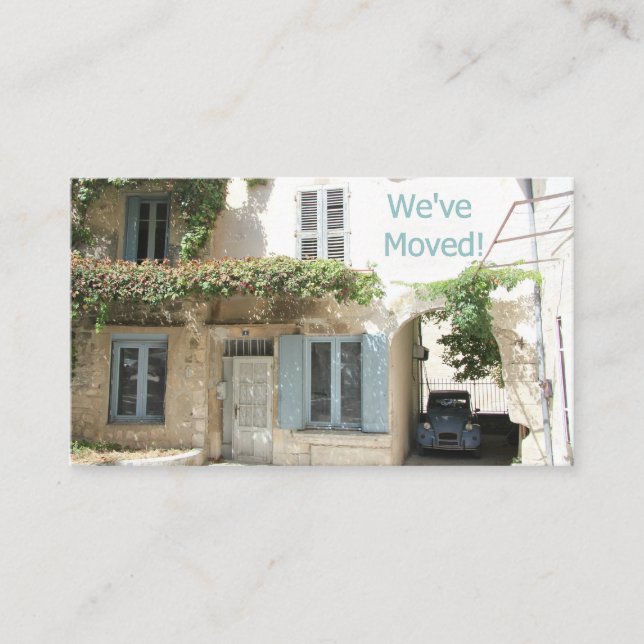 Wir sind umgezogen - neue Ankündigung Begleitkarte (Vorderseite)