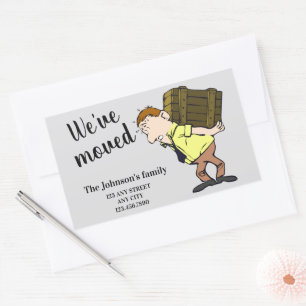 Wir sind umgezogen rechteckiger aufkleber