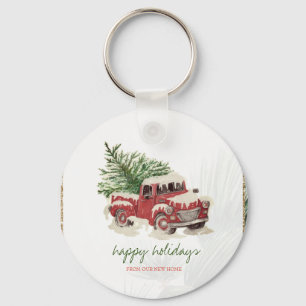 Wir sind umgezogen, Roter LKW, Weihnachten Tannenb Schlüsselanhänger