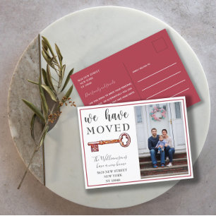  Wir sind umgezogen - Schlüssel Foto Umzugsankündi Ankündigungspostkarte
