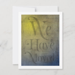 Wir sind umgezogen Typography Blau Gelbe Texturier Einladung