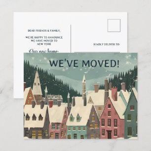 Wir sind umgezogen Whimsical Winterhaus-Adresse ge Ankündigungspostkarte