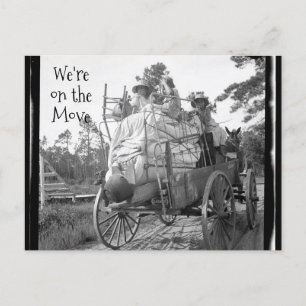 Wir sind unterwegs! Vintage Wagenfamilie Postkarte