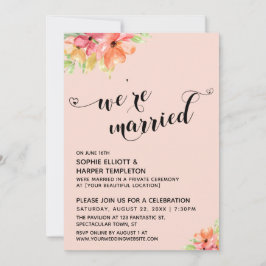 Wir sind Verheiratet Hearts Script Blush Boho Flor Einladung