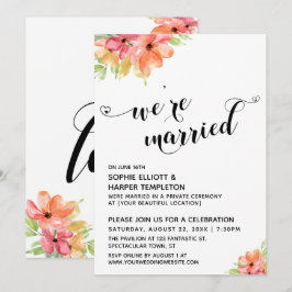 Wir sind Verheiratet Hearts Script Boho Watercolor Einladung