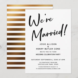 Wir sind verheiratet Moderne Hochzeitsfeier Golden Einladung