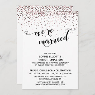Wir sind Verheiratet Script Rose Gold Confetti Emp Einladung
